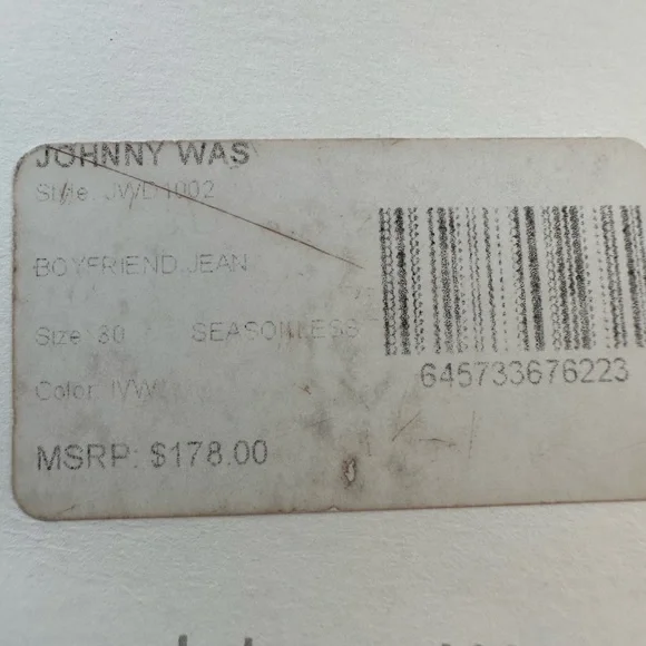 Johnny Was The Tomboy Mid Rise Jeans Blue Size 30 NWT